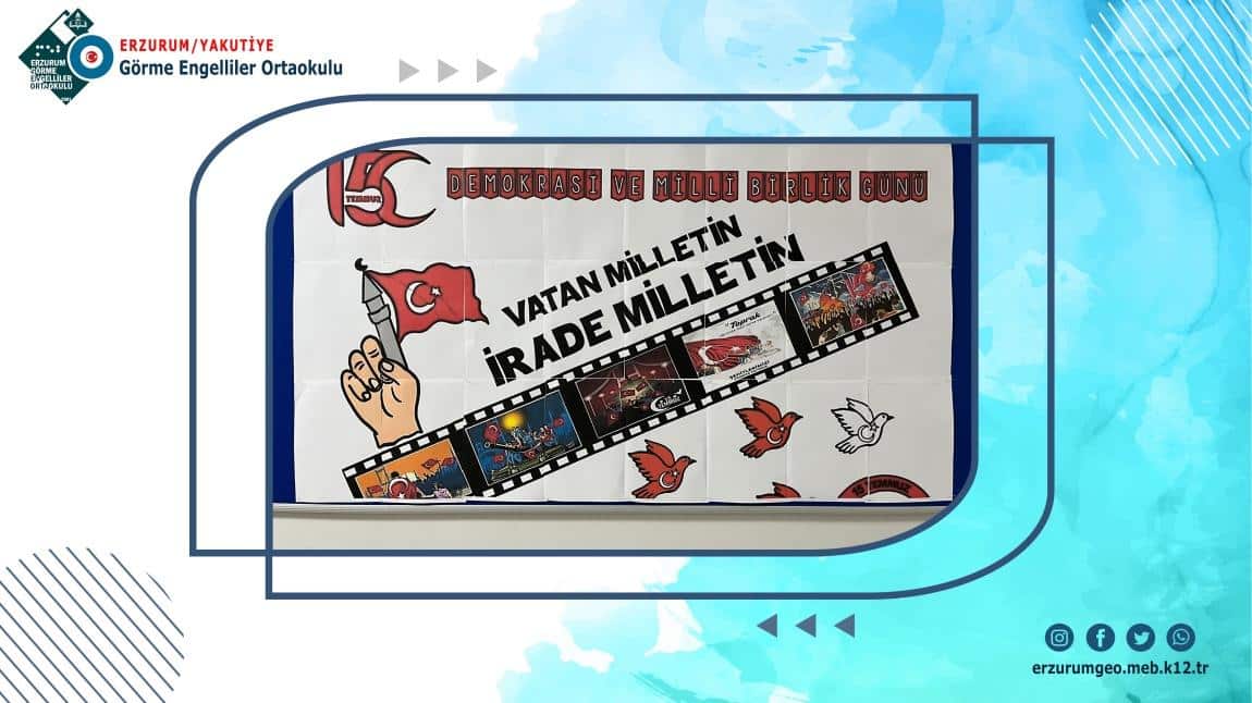 15 Temmuz Demokrasi ve Milli Birlik ve Beraberlik Günü Pano Çalışması